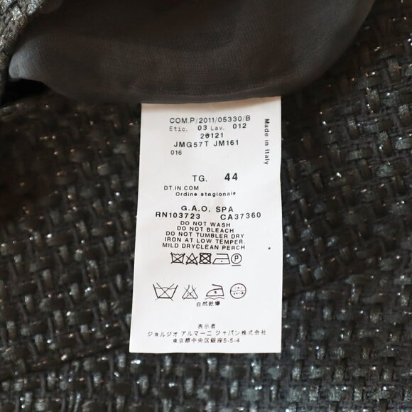 Armani Collezioni Charcoal Gray Metallic Tweed Power Suit Fitted Jacket Blazer 8 - Picture 3 of 5